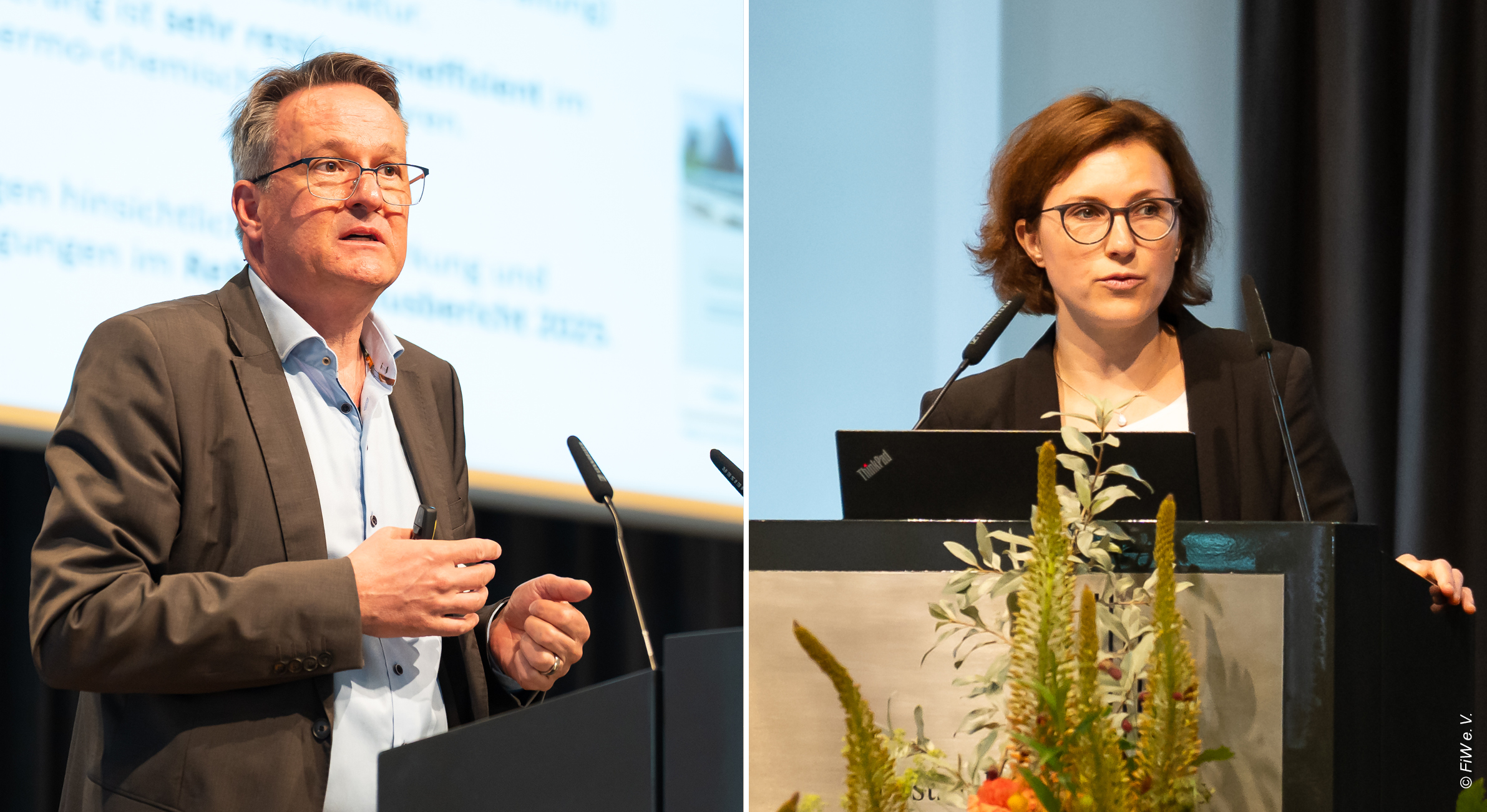 Prof. Dr.-Ing. Thomas Dockhorn (ISWW at the Technical University of Braunschweig) and Stefanie Meyer (SE / BS) presented the results of the P-Net project. © FiW e. V.