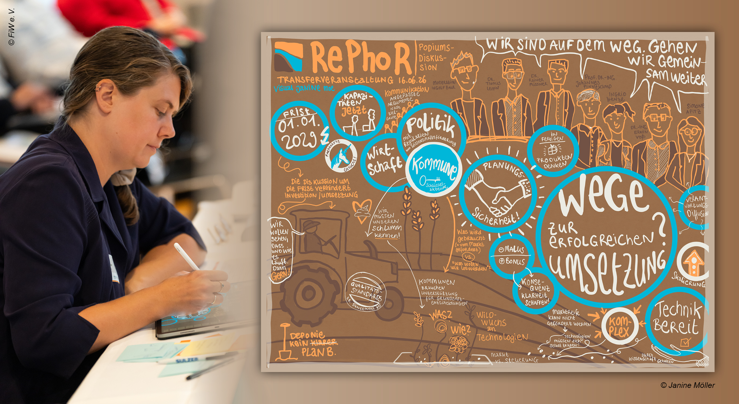 Janine Möller creating the graphic recording of the panel discussion. © FiW e. V. / Janine Möller
